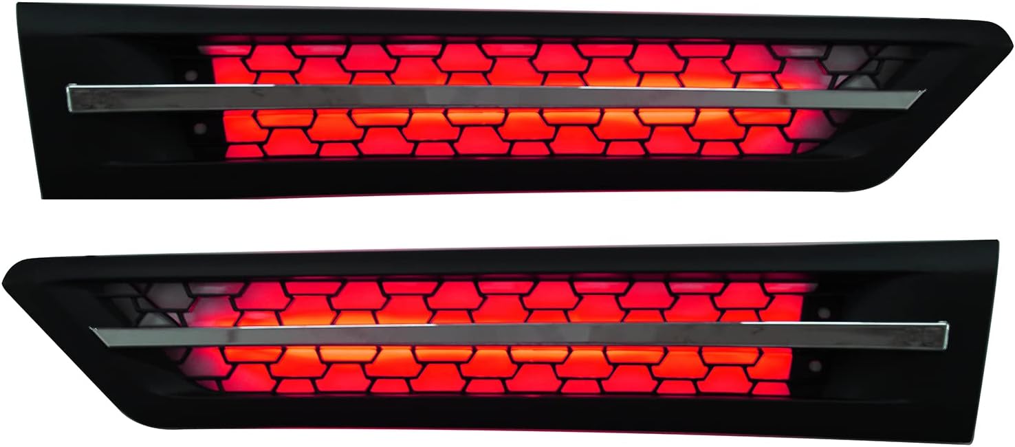 BOLANTON Cascadia Side Grille Air Intake Vent Replacement with LED Lights Left Right Pair for Freightliner Cascadia 2018+ (Green)