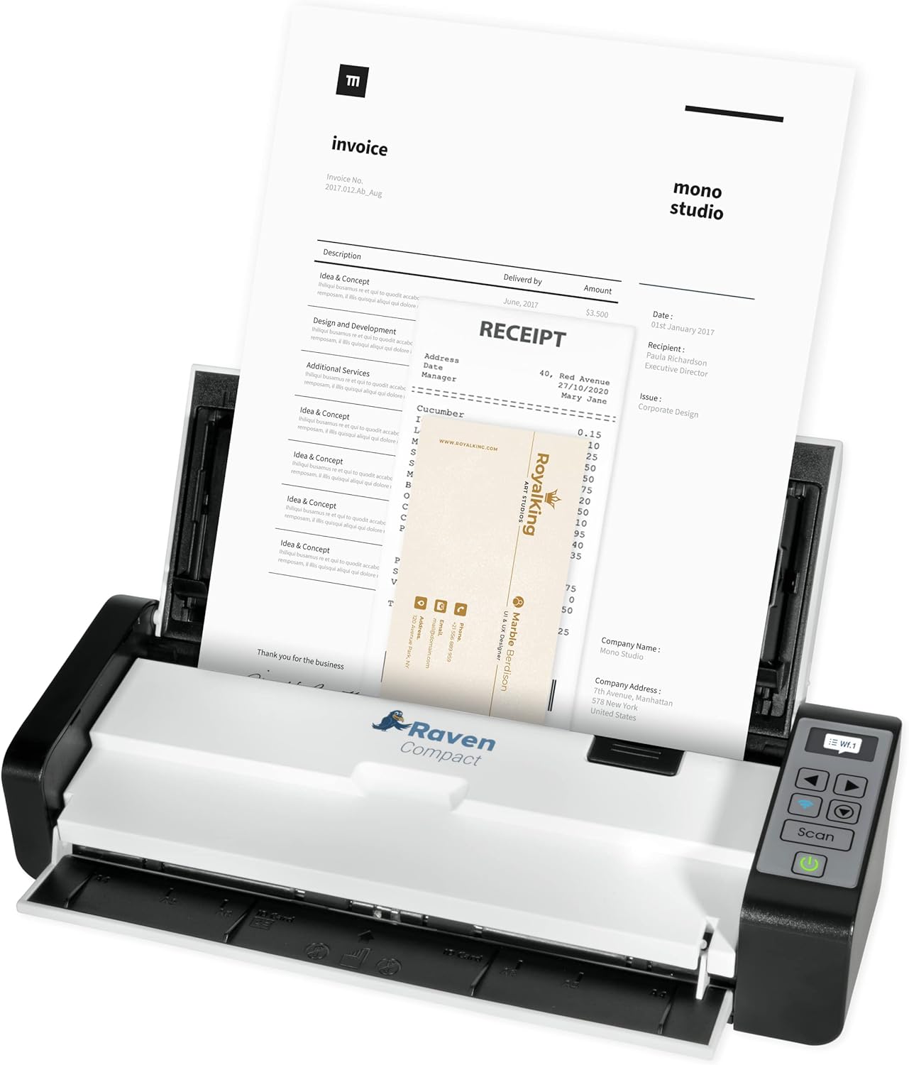 Raven Compact Document Scanner - Fast Duplex Scanning, Ideal for Home or Office, Scan to Mac or Windows PC by USB, Includes Raven Desktop Software