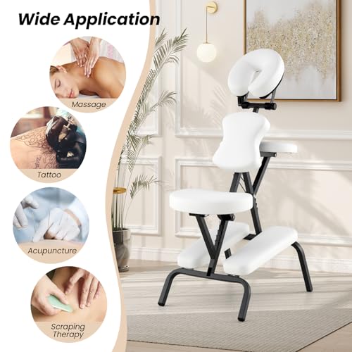 Giantex Portable Light Weight Massage Chair Travel Massage Tattoo Spa Chair w/Carrying Bag (White)