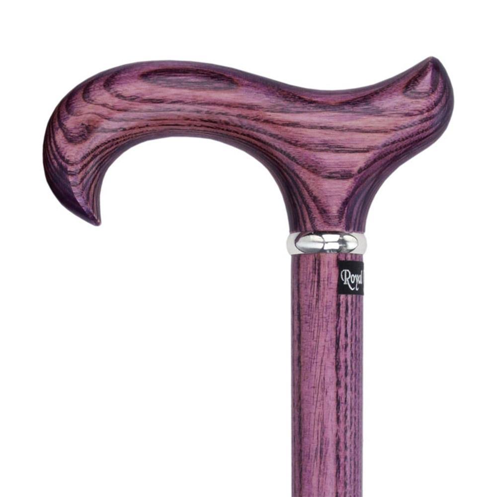 Royal Canes -Vivid Purple Derby Walking Cane with Ash Wood Shaft and Silver Collar