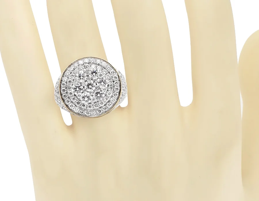 Men's Yellow Gold 10K 3D Round Cluster Real VS Diamond Pinky Ring 4.65 ct