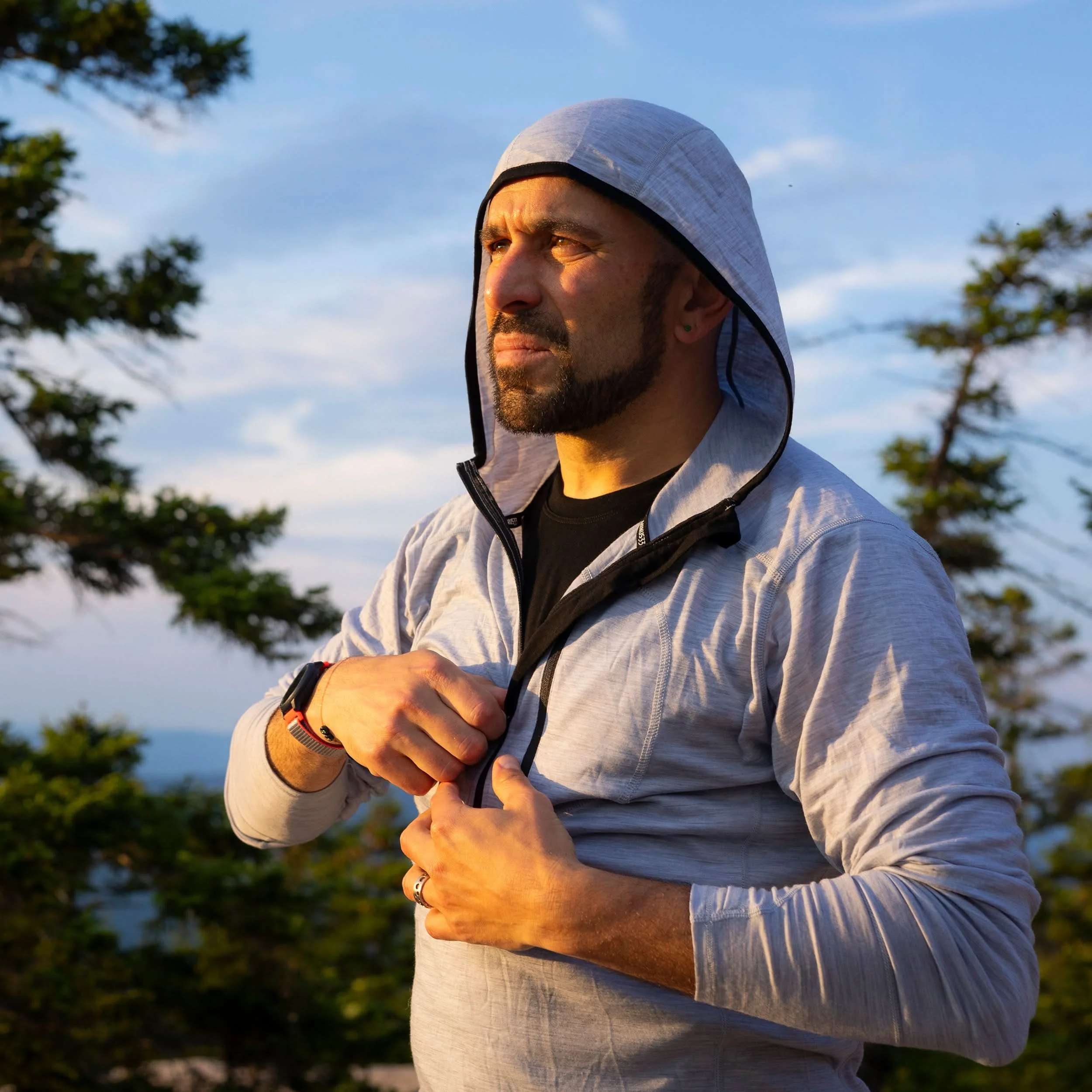 Men's Wool 1/4 Zip Merino Sun Hoodie - Microweight