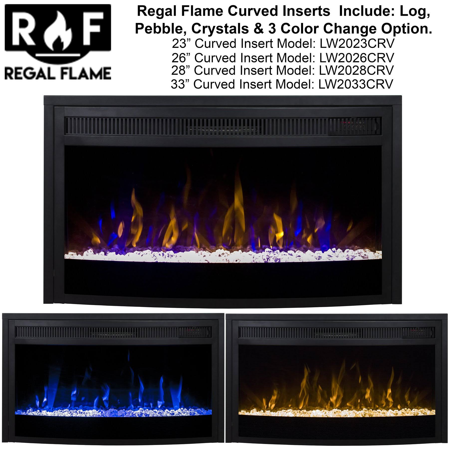 Regal Flame 26x22 Curved Ventless Heater Electric Fireplace Insert