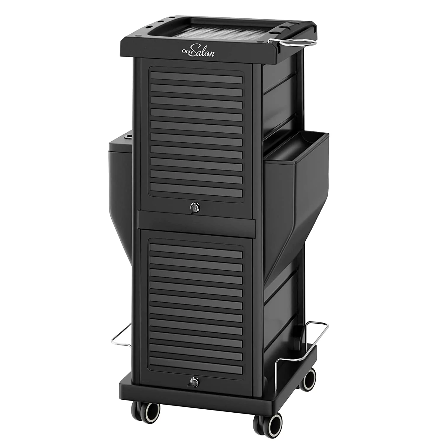 OmySalon Salon Trolley with Lock 6 Drawers, Hot Tools Holder, Hair Cart Organizer w/Wheels