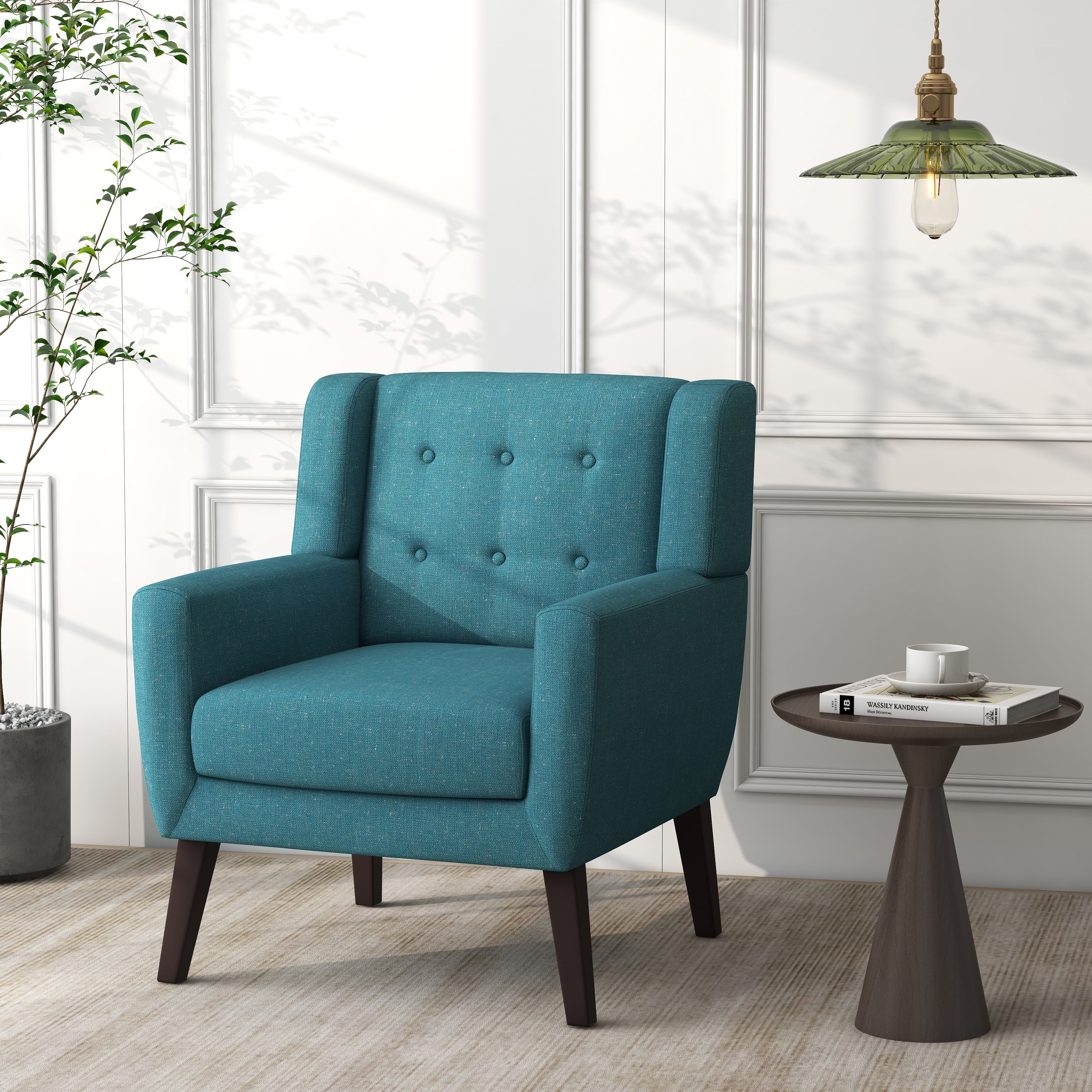 Daisy Cotton/ Linen Look Fabric Modern Accent Chair Armchair Accent Chairs Grey(Set of 2)