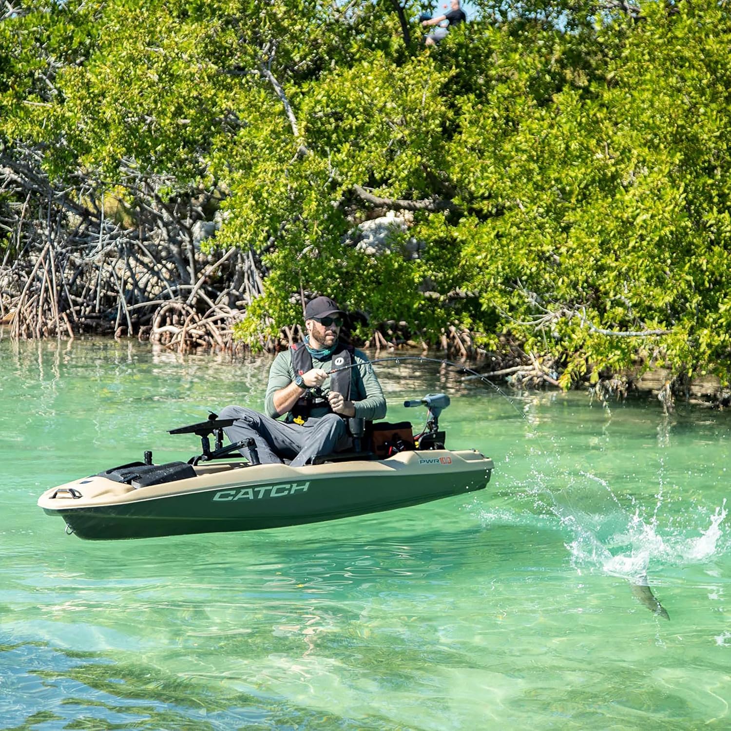 Pelican Catch PWR 100 - Sit-on-Top Fishing Kayak - Ergo360 Seating System - 10 ft - Light Kaki