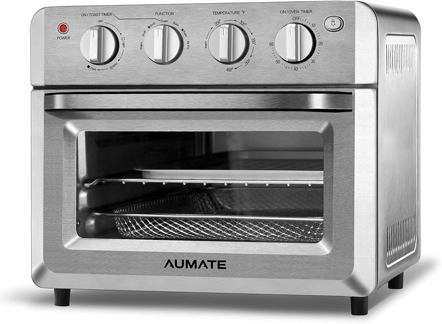 Countertop Convection Toaster Oven, AUMATE Kitchencore 7-in-1 Air Fryer Toaster Oven, Knob Control Pizza Oven with Timer/Auto-Off