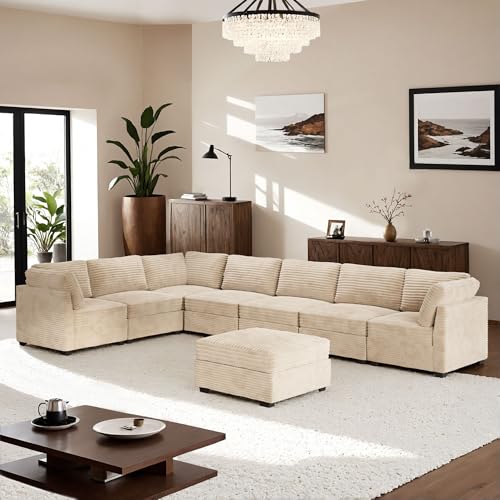 ovios 130.7" Modular Sectional Sofa Couch, U-Shaped Cloud Couches with 2 Ottomans Chaise