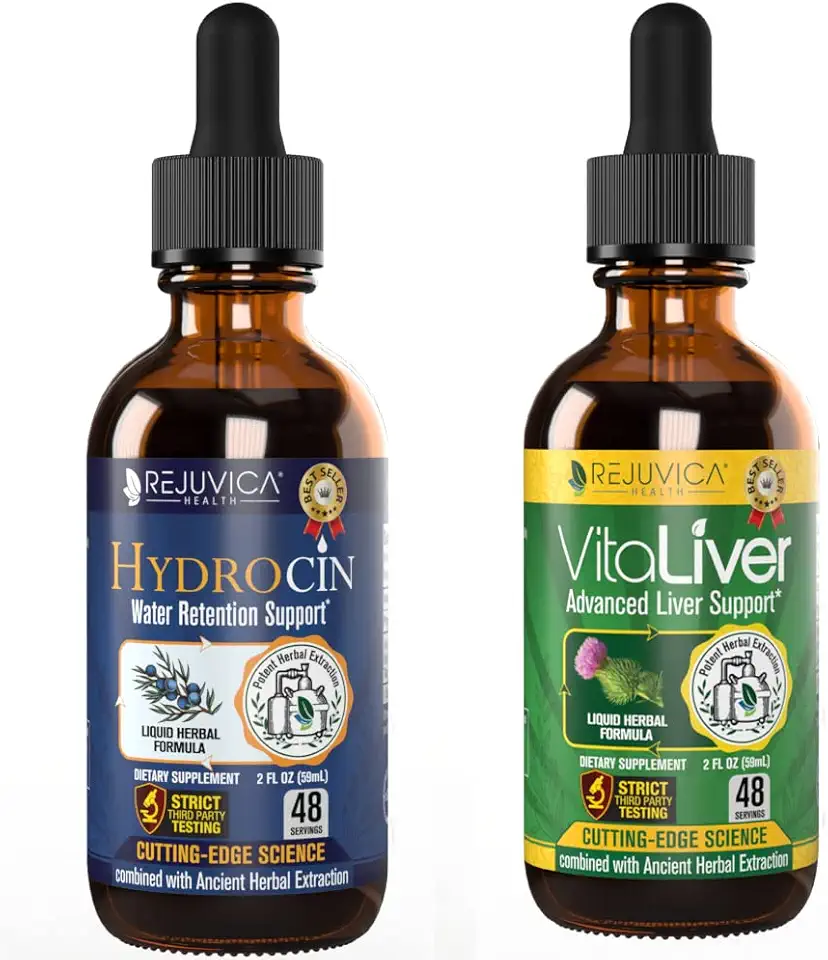 Hydrocin + VitaLiver - Support Retention + Liver Health - Liquid Delivery for Better Absorption - Milk Thistle, Dandelion, Uva Ursi, Juniper
