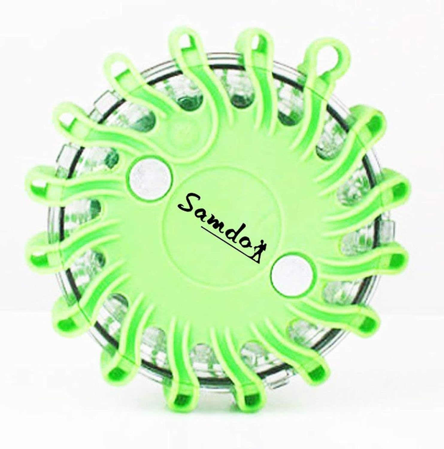 SAMDO Rechargeable Car Safety Kits 16 LED Beacon Magnetic Emergency Strobe Flashing Warning LED (USB,Wall,Car Charger) (White)