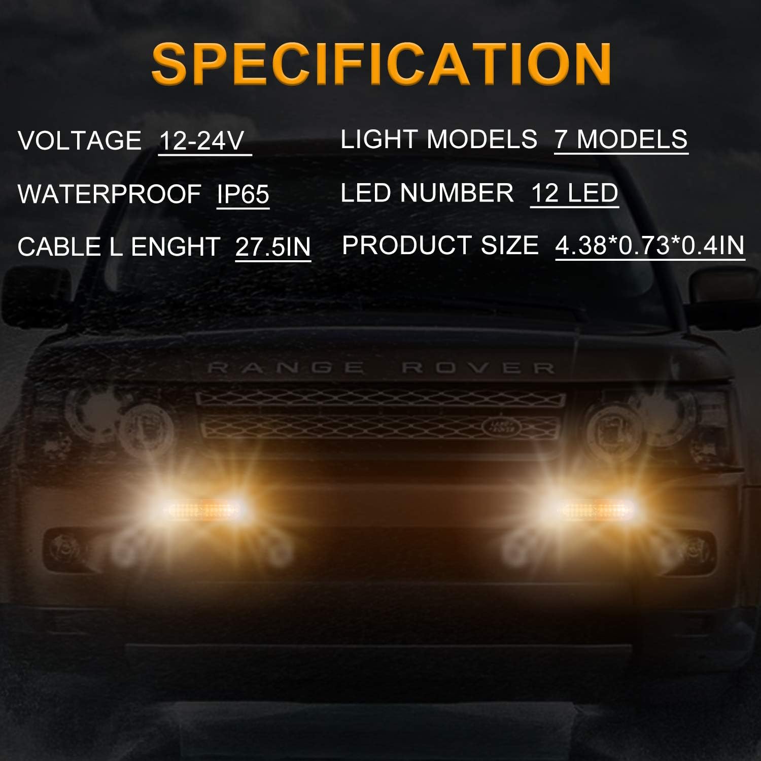 Emergency Strobe Lights, Universal Surface Mount Amber/White Emergency Warning Hazard Flashing Strobe Light Bar for Off Road Vehicle, ATVs