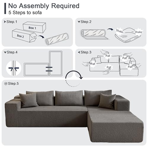 104" Sectional Couches for Living Room, Modular Sectional Sofa with Deep Seat, L-Shape Couch with Chaise, Cloud Couch for Living Room Bedroom