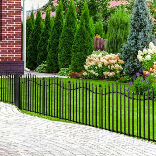 8 Panels Tall No Dig Garden Fence - 40in H x 18ft L, Reinforced Square Tube Rustproof Animal Barrier