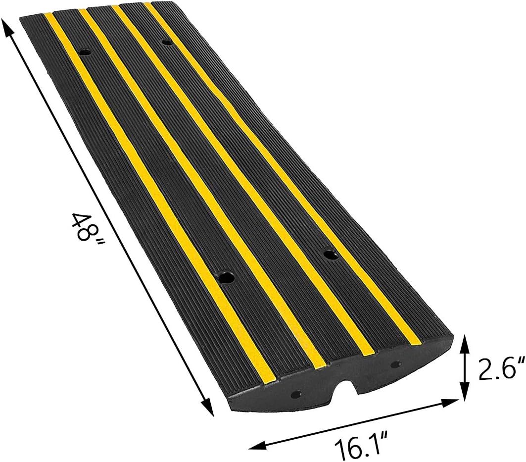Scinotec Rubber Curb Ramps Car Kerb Ramp 2.5 Inch Rise 1 Pack 10 Ton Capacity Curbside Bridge Ramp for RV Loading Dock Garage Warehouse Driveway