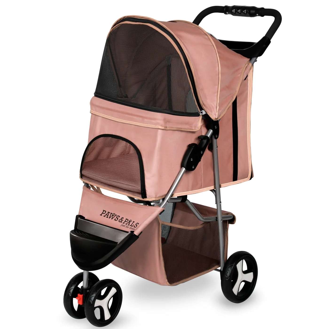 Paws & Pals Dog Stroller 3 Wheels, Pink - Curated Treasures Market