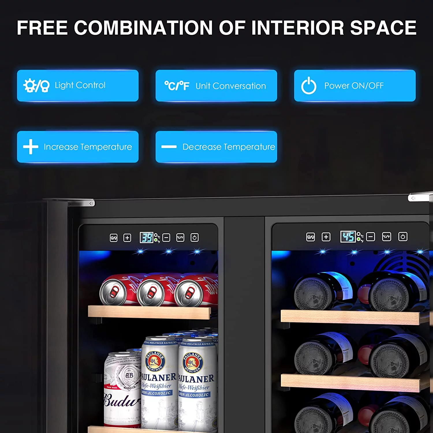 Rocita Dual Zone Wine Cooler Beverage Refrigerator