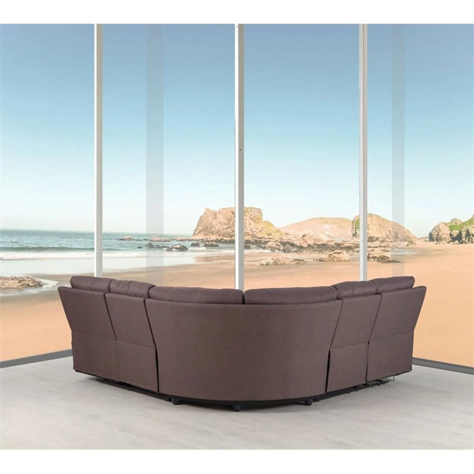 Titan Furnishings Transitional Chanille Fabric Power Reclining Sectional - Brown