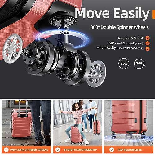 SHOWKOO Luggage Sets Expandable PC+ABS Durable Suitcase Double Wheels TSA Lock Black