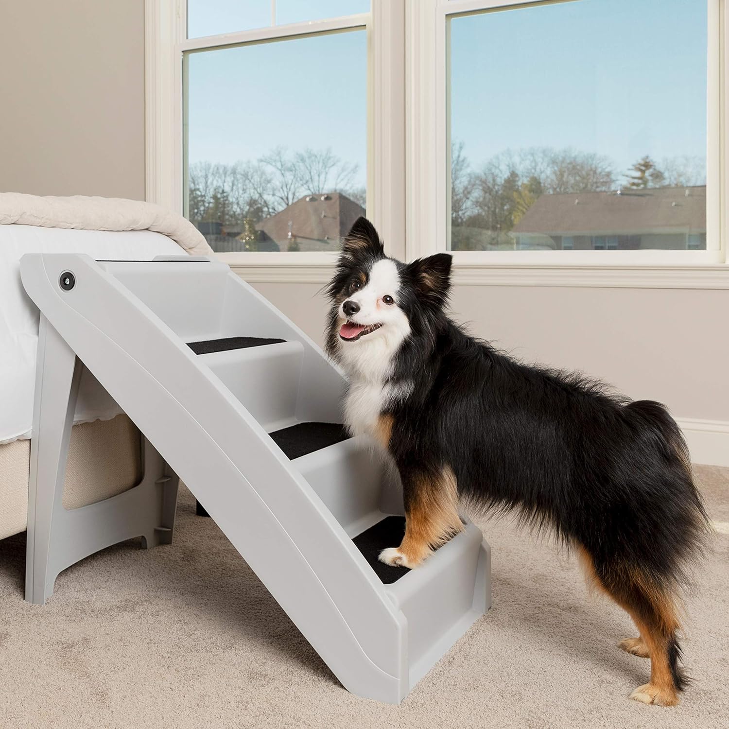 PetSafe CozyUp Folding Pet Steps - Foldable Stairs for Dogs and Cats - Best for Small to Large Pets - Large, Grey