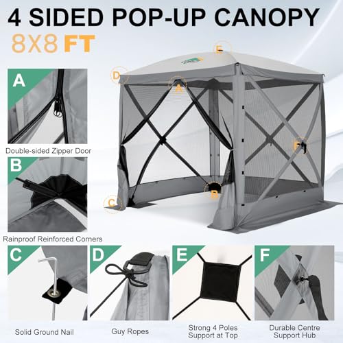 COBIZI 12x12ft Pop up Gazebo Screen Tent Screen House for Camping, Camping Outdoor Screened Gazebo, Canopy Tent