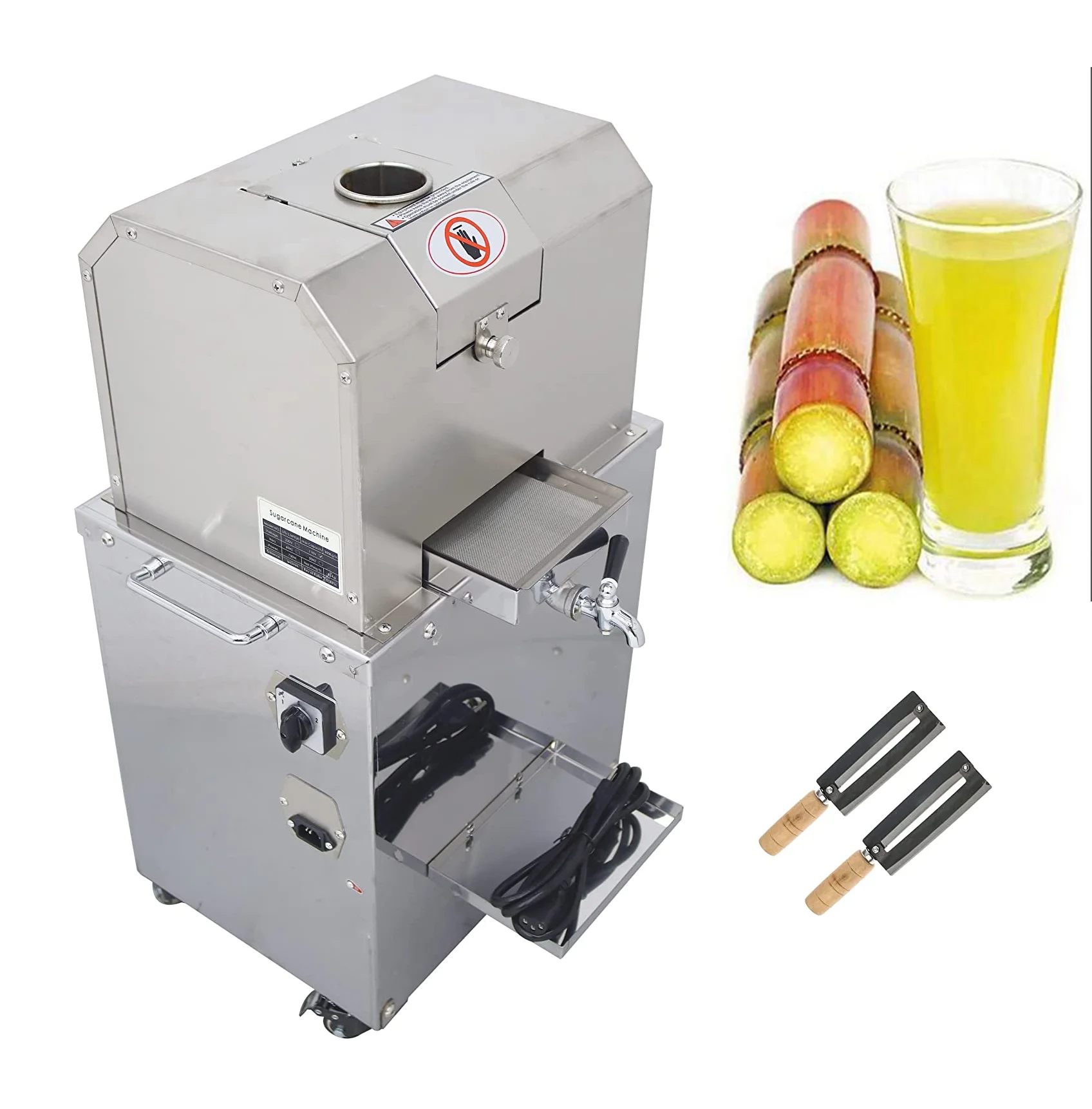 Techtongda Electric Sugar Cane Press Juicer 304 Stainless Steel Grind Press Machine 4 Rolls for Sugarcane Ginger Sweet Sorghum Extractor Pressing