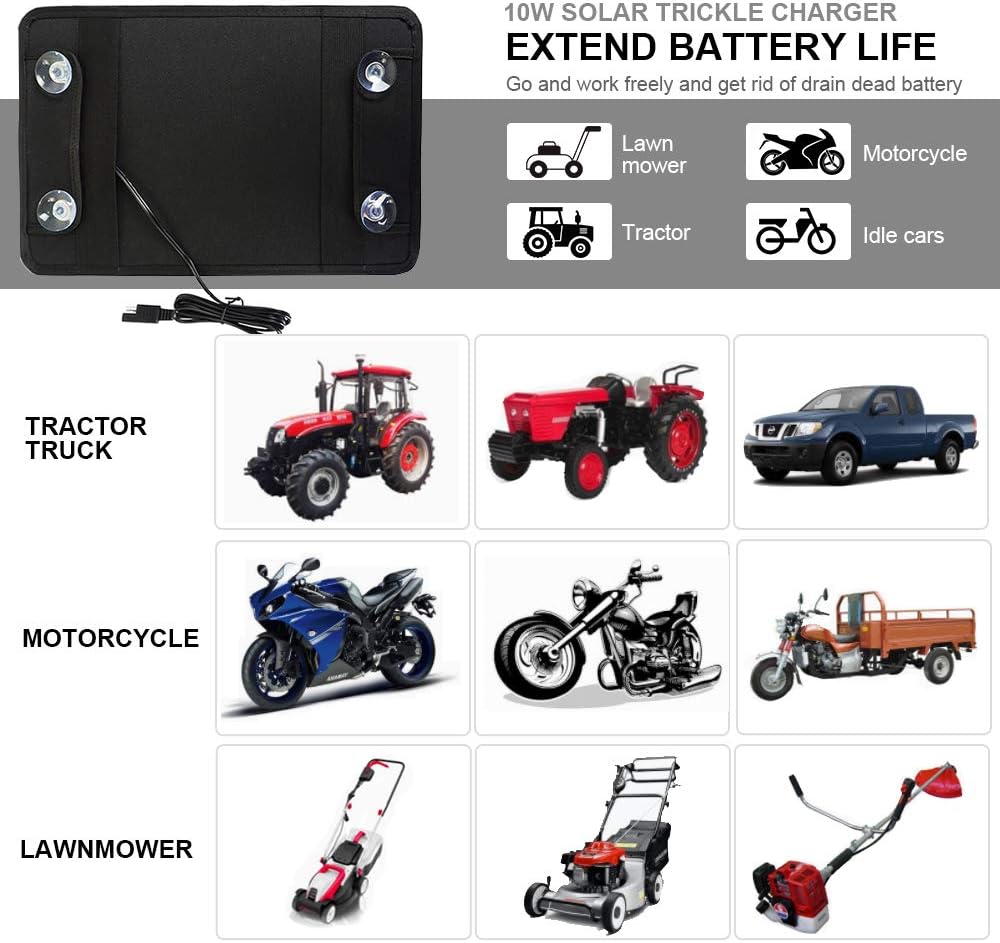 ECO-WORTHY 12 Volt 10 Watt Solar Car Battery Charger & Maintainer, Solar Panel Trickle Charger