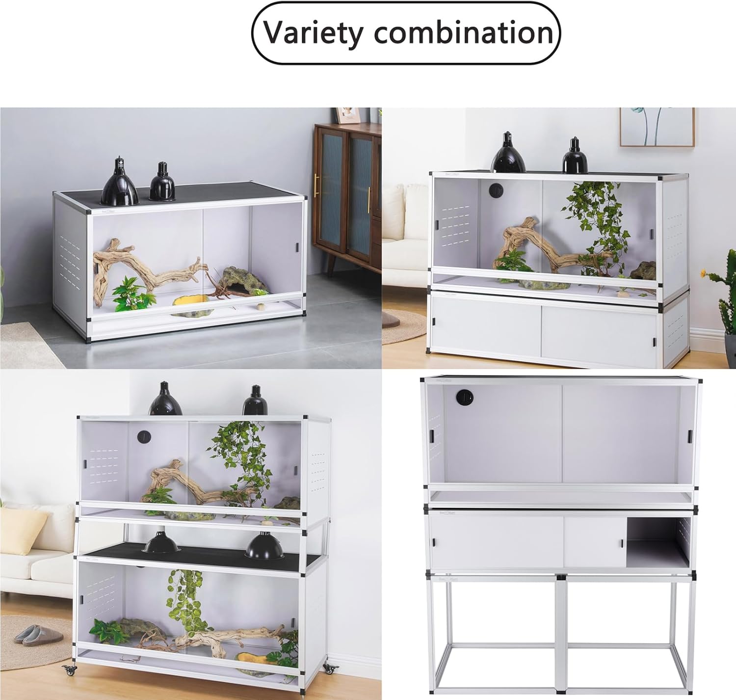 Reptile Terrarium 120 Gallon Large, PVC Enclosure Breeding Tank for Bearded Dragon Gecko Lizard Snake
