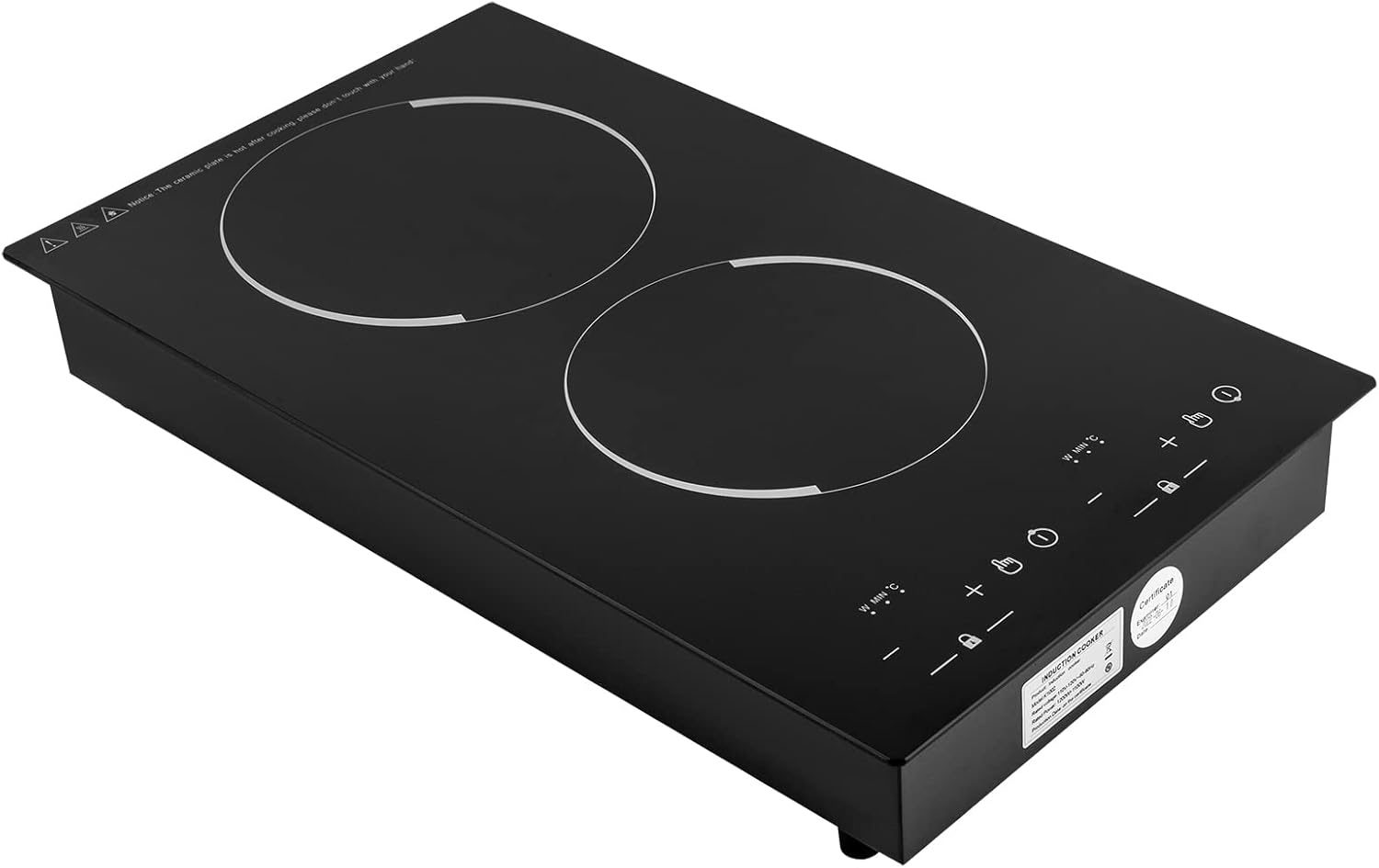 Double Induction Cooktop, Portable Induction Cooker with 2 Burner Independent Control, Ultrathin Body, 9 Temperature