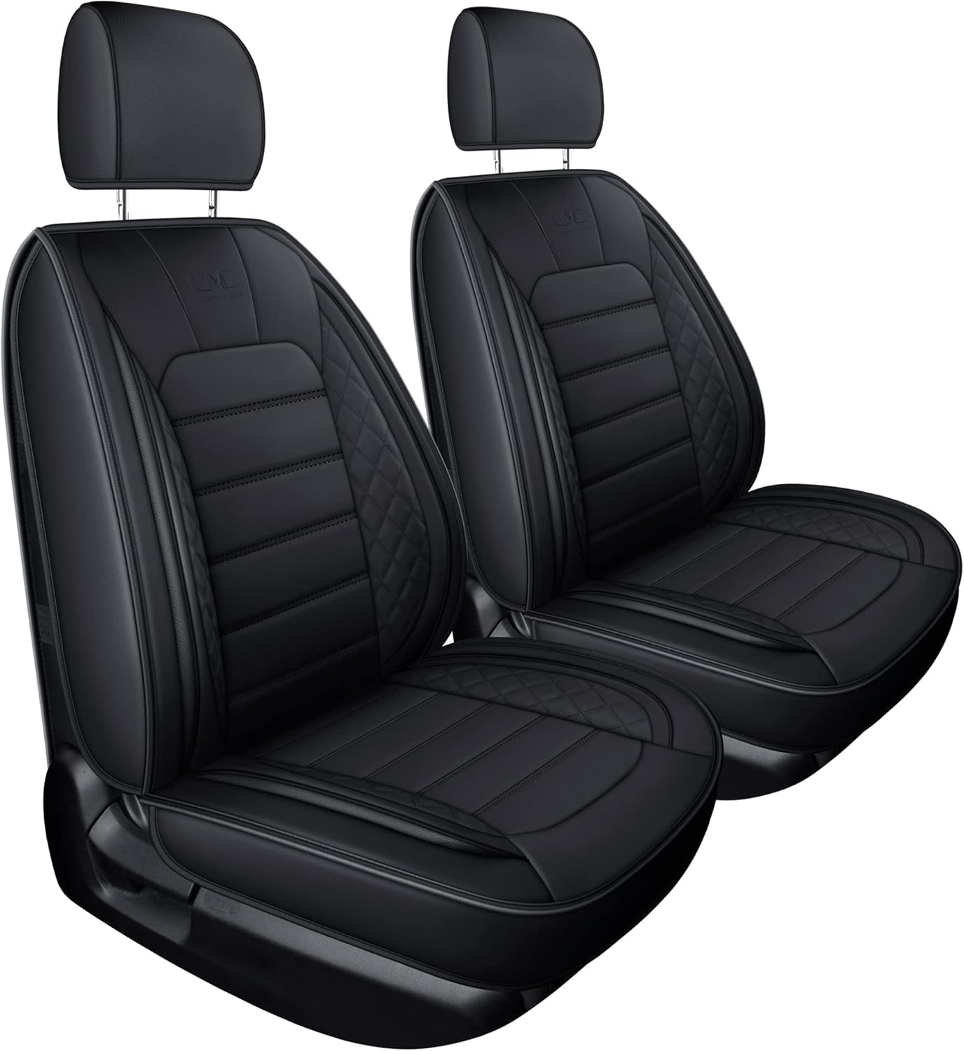 LUCKYMAN CLUB Custom Fit Seat Covers for 2015-2022 F150 Crew Cab, and 2017-2022 F250 F350 Crew Cab with Waterproof Faux Leather (Black & Red)