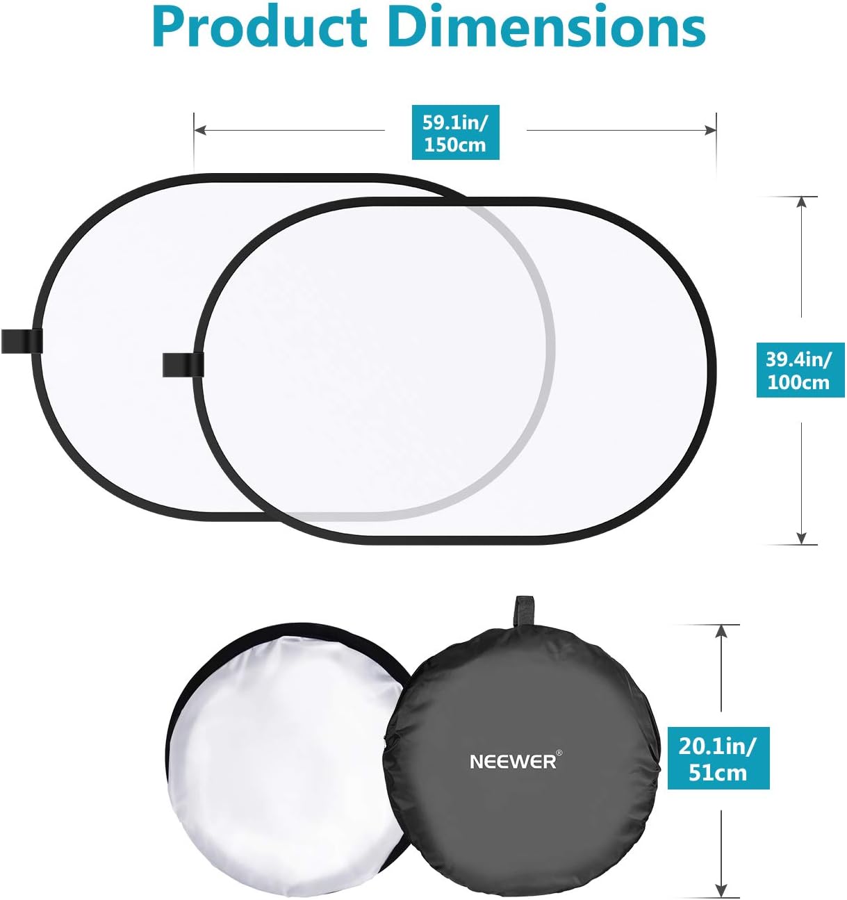 Neewer Professional Lighting Studio 5x7 feet/150x200 cm Pop out Foldable Soft Diffuser Disc Panel Reflector with Carrying Case for Studio and Outdoor