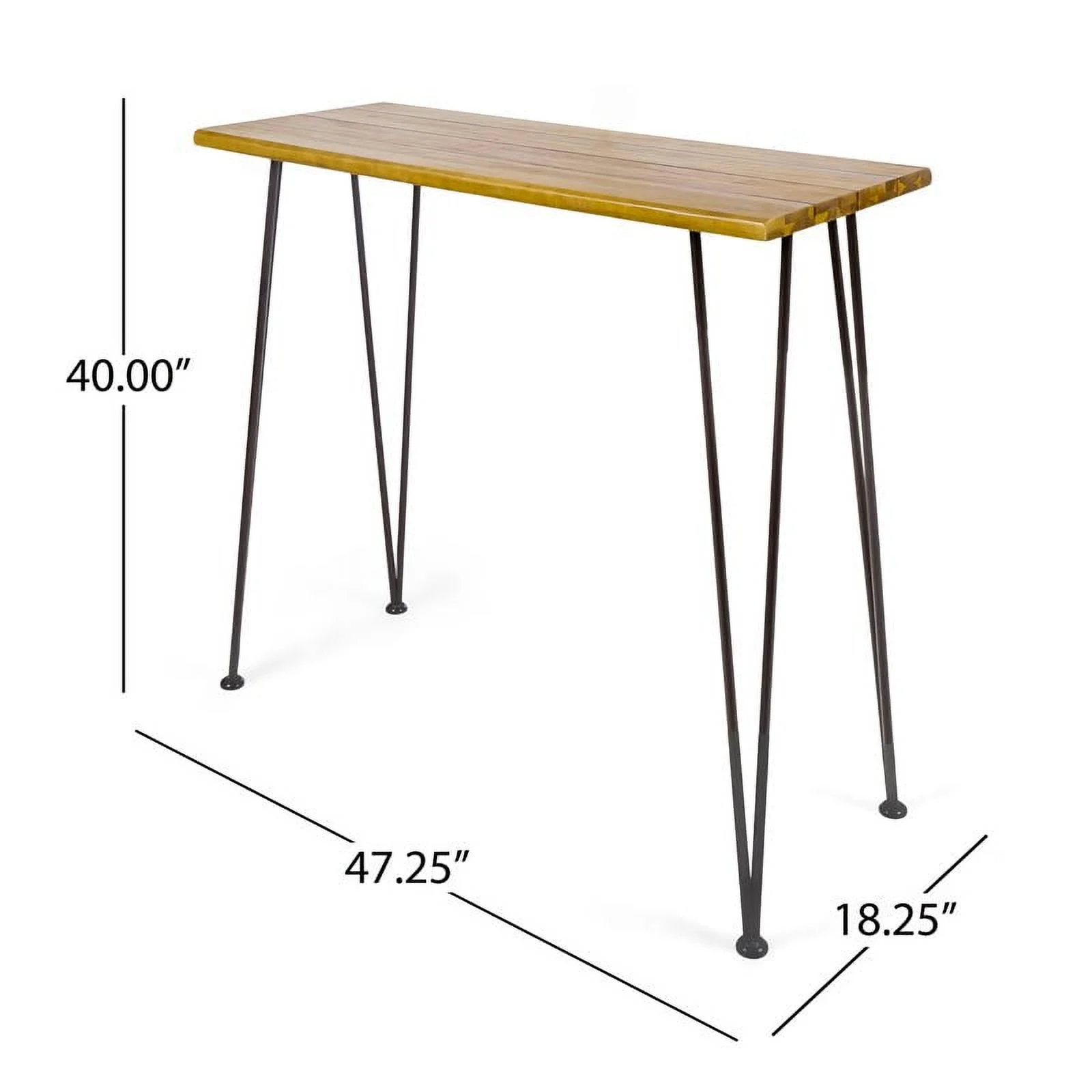 Noble House Denali Outdoor Teaked Acacia Wood Bar Set with Metal Iron Frame