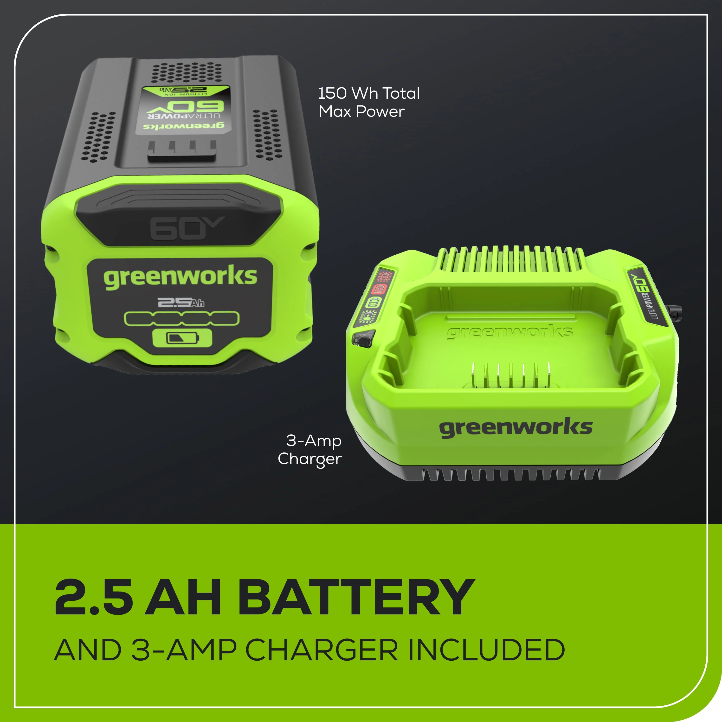 Greenworks 60V 16 String Trimmer & 750 cfm 170 mph Blower Combo + 2.5Ah Battery & Charger