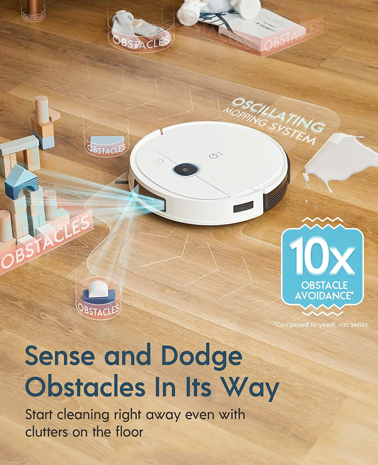 FJU vac 2 pro Robot Vacuum and Mop Combo,Powerful 3000Pa Suction with Oscillating Mopping, Advanced 3D Obstacle Avoidance,240min Runtime