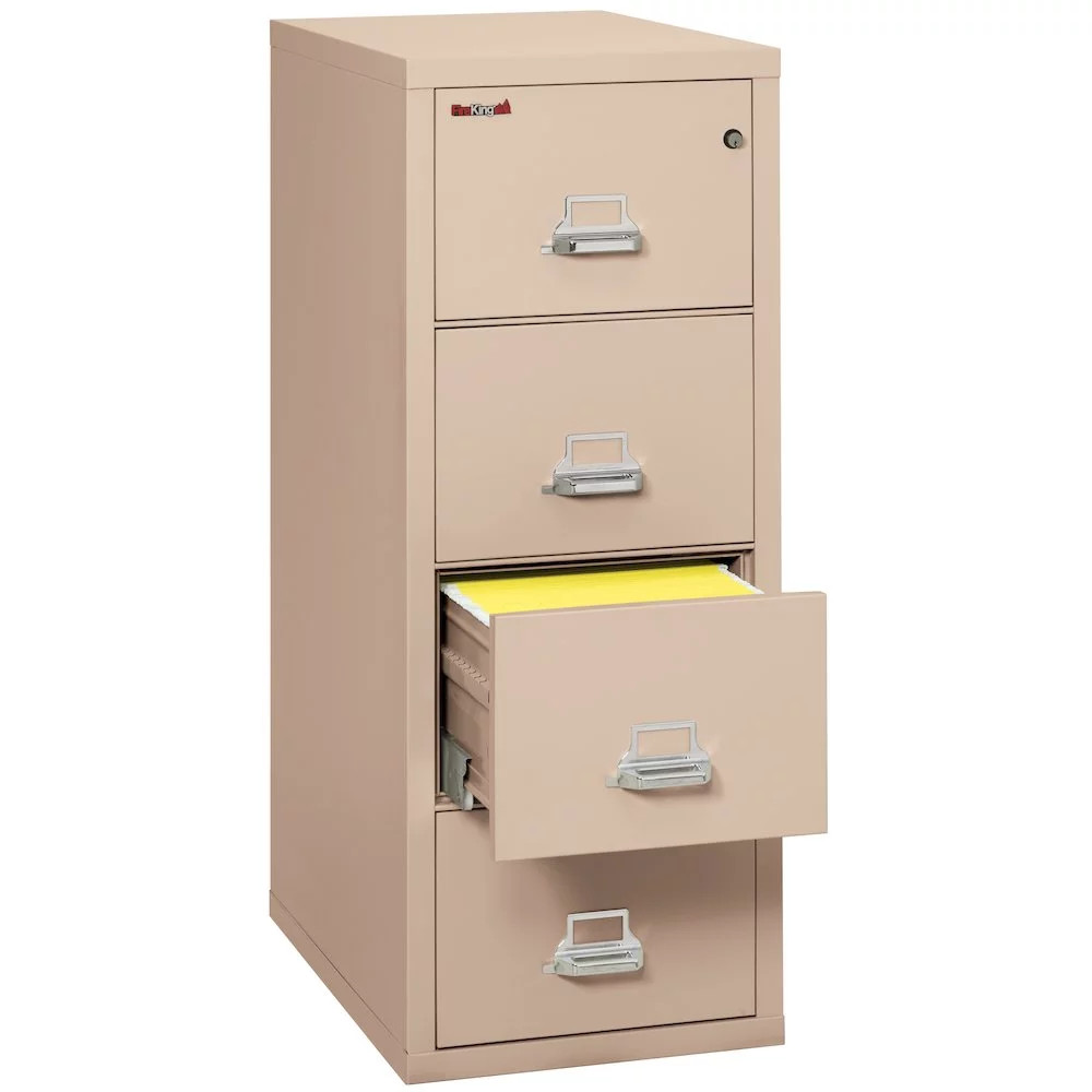FireKing 4-Drawer, Vertical Fireproof File Cabinet, 31" Depth Letter Size, 1-Hour Fire Resistant, Impact Rated Cabinet, High-Security Keylock