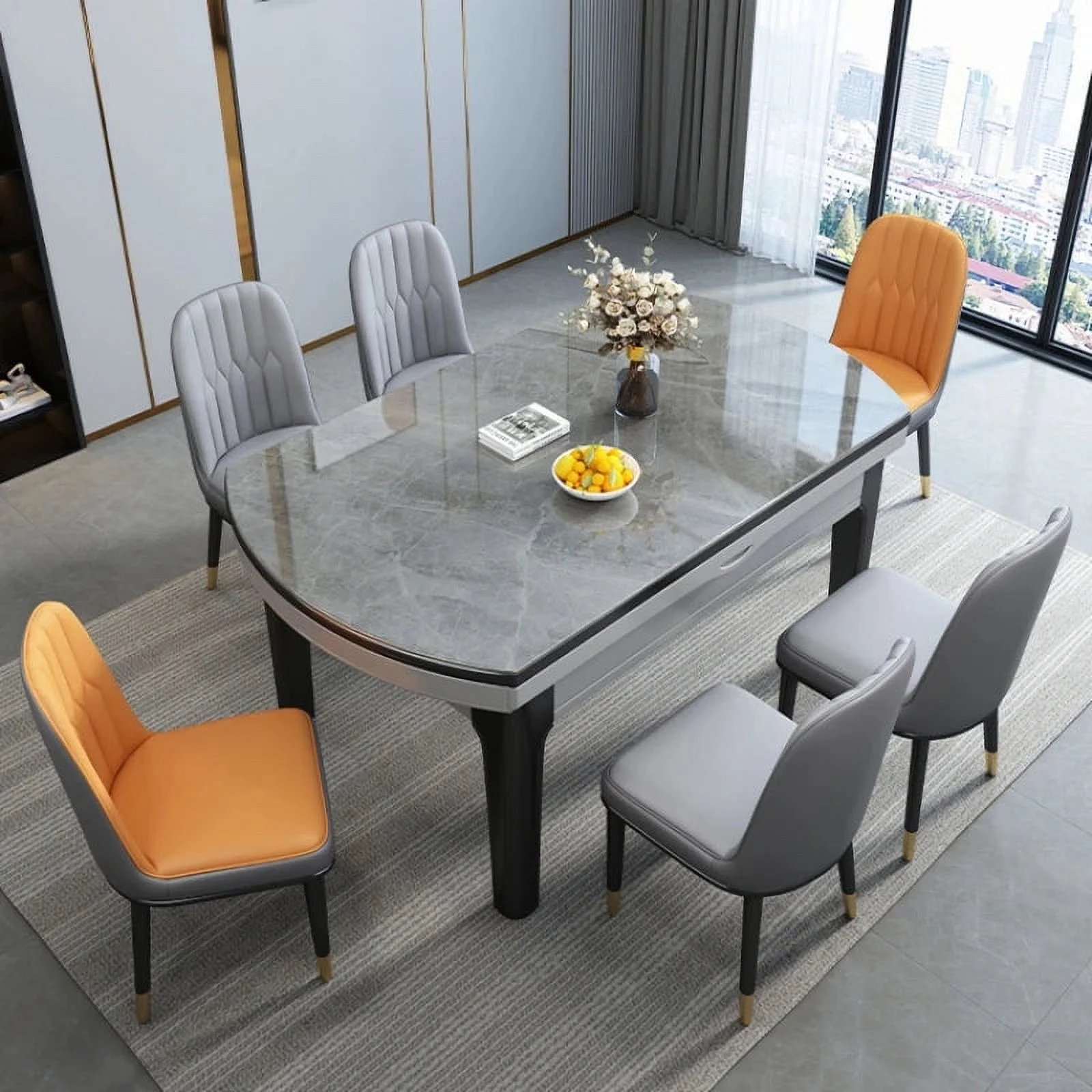 Luxury Modern Dining Tables Extendable Wooden Living Room Kitchen Dining Tables Coffee Nordic Mesa Comedor Home Furniture SR50DT