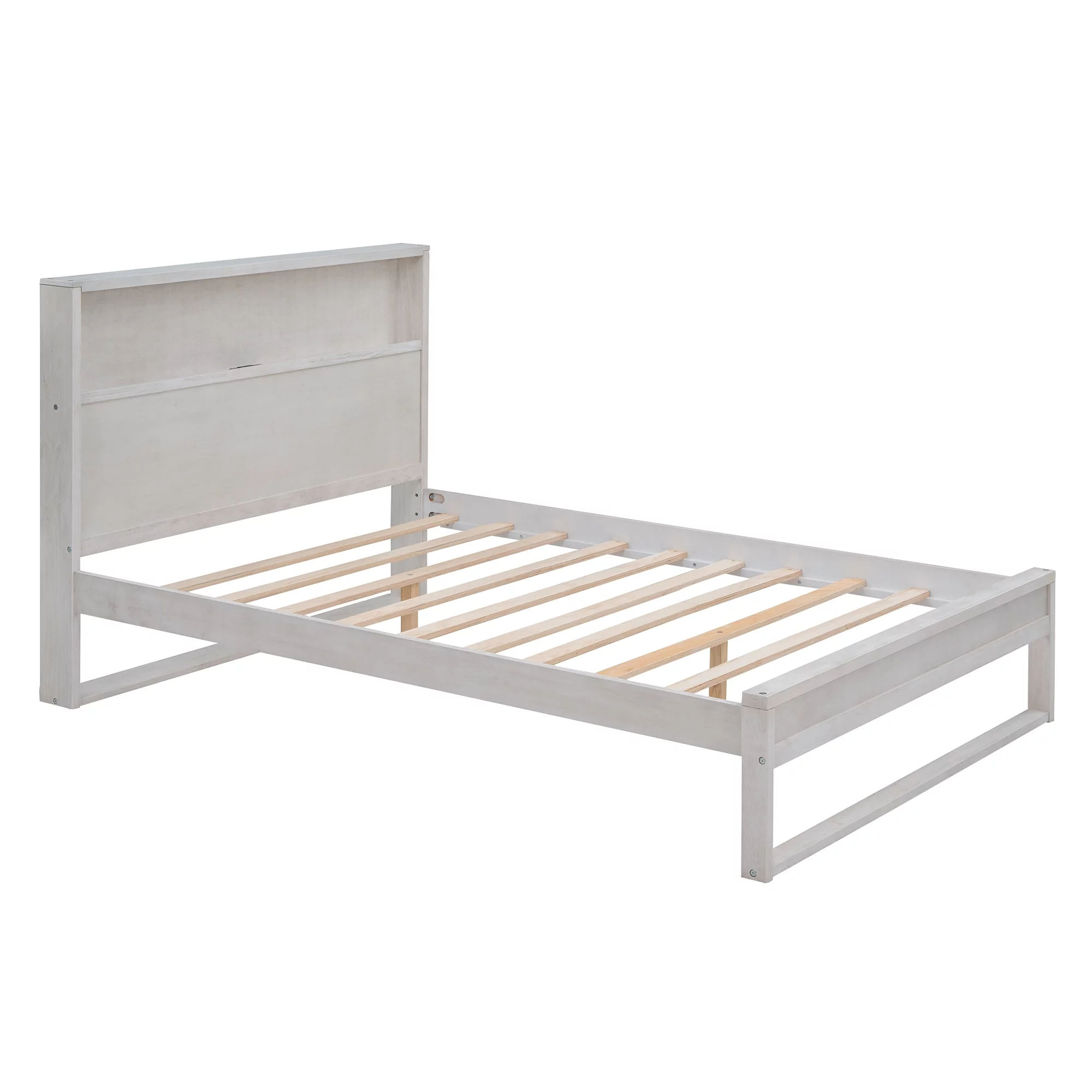 3-Pieces Bedroom Sets Full Size Platform Bed with Nightstand and Dresser,Antique White