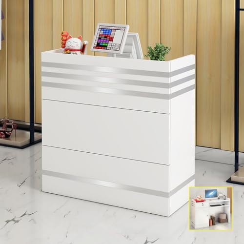 Modern Reception Desk, Small Salon Reception Desk With Counter, Retail Checkout Reception Counter, Simple Cashier Desk For Beauty Salon, Supermarket