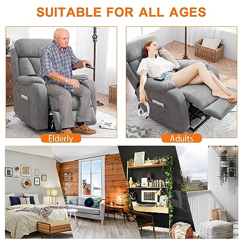 Small Power Lift Recliner for Elderly, Lift Chair Recliners, Electric Recliner Chairs for Seniors, Remote Control, Adjustable, Side Pocket (Navy Blue)