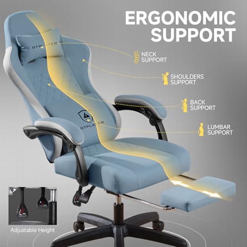 GTPLAYER Office Chair, Gaming Computer Desk Fabric Chair with Footrest