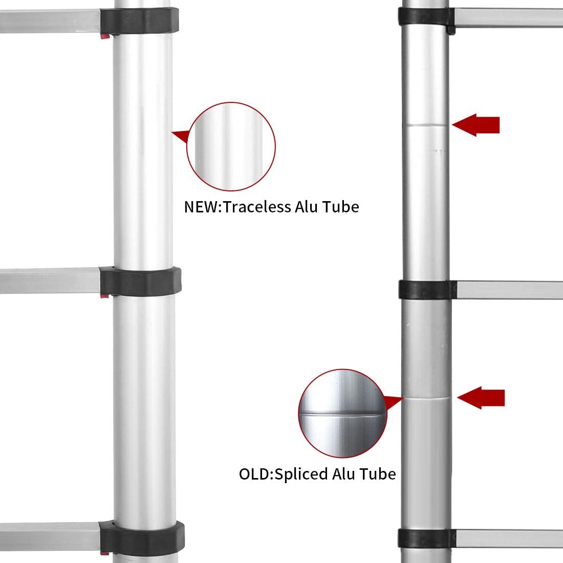 Yvan Telescoping Ladder,12.5 FT One Button Retraction Aluminum Telescopic Extension Extendable Ladder