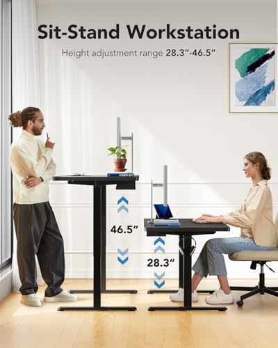 HUANUO Electric Standing Desk, 71 x 35 inch Large Height Adjustable Table, Powerful Brushless Motor, 4 Memory Preset, Sit Stand Up Desk