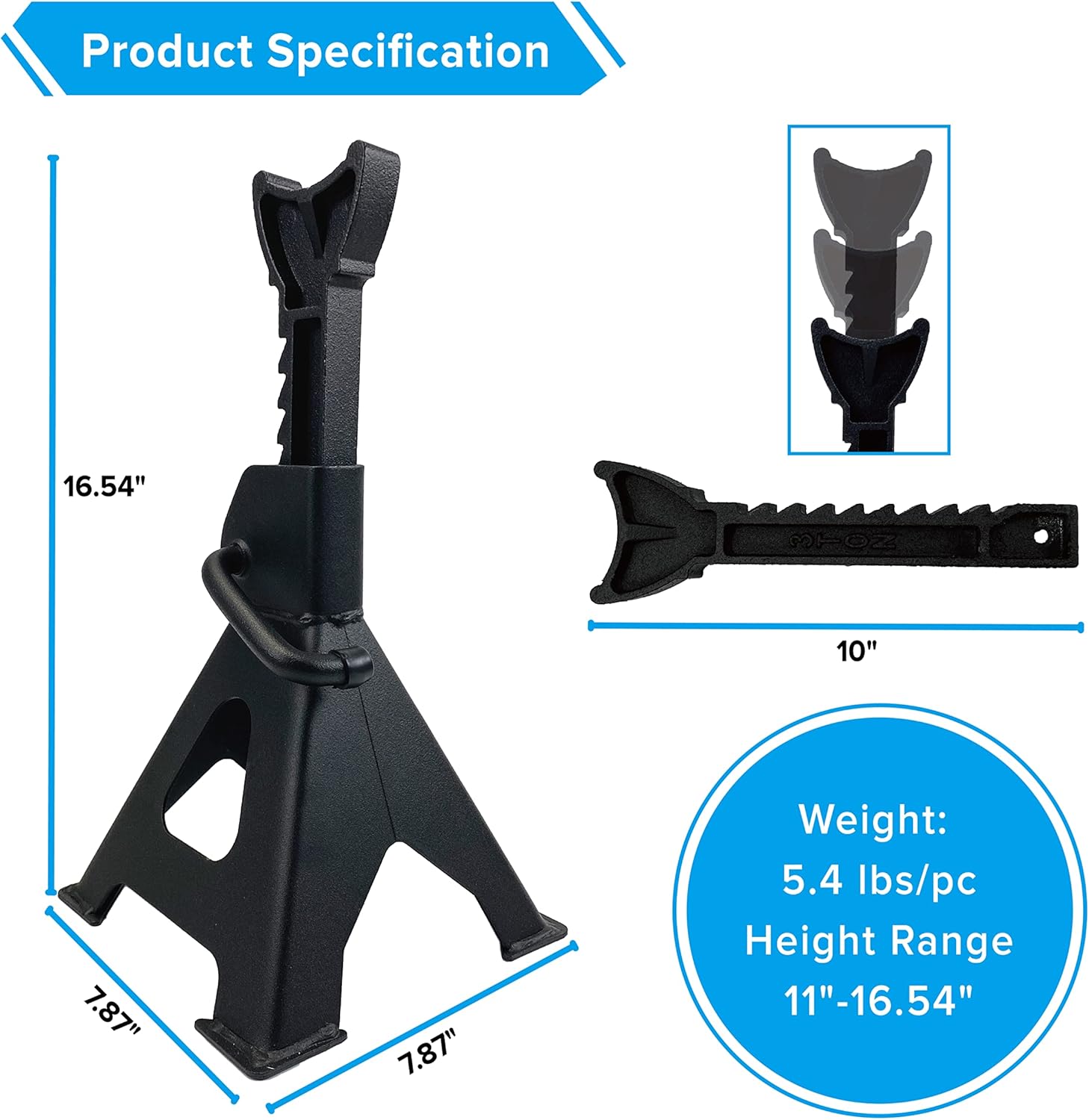 Donext Jack Stand 6 Ton Capacity Steel, Self-Locking Lifting Design Heavy Duty Jack Stands for Auto Vehicle Truck SUV, 1 Pair, Black