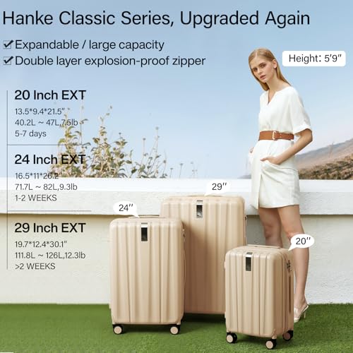 Hanke 29 Inch Luggage Suitcases With Spinner Wheels Lightweight PC hardside Rolling Suitcase With Travel Lock, Checked-Large 29-Inch(Blackish Green)