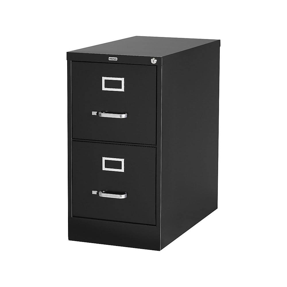 Staples 2-Drawer Vertical File Cabinet, Black