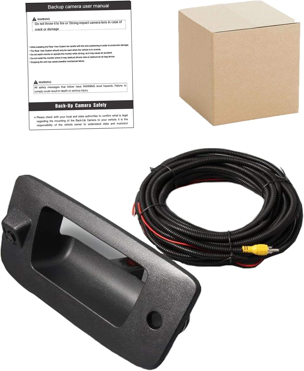 RED WOLF for Chevrolet Silverado/GMC Sierra 1500 2500HD 2007-2013 Tailgate Handle with Backup Camera Guideline Reverse Parking Trucks Black