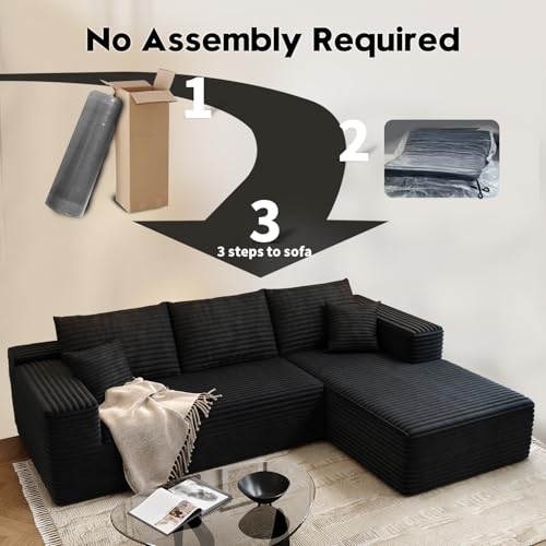 107.5" Cloud Modular Sectional Sofa with 1 Ottoman,Modern Minimalist Upholstered Couches, Comfort U Shaped Sofa for Living Room