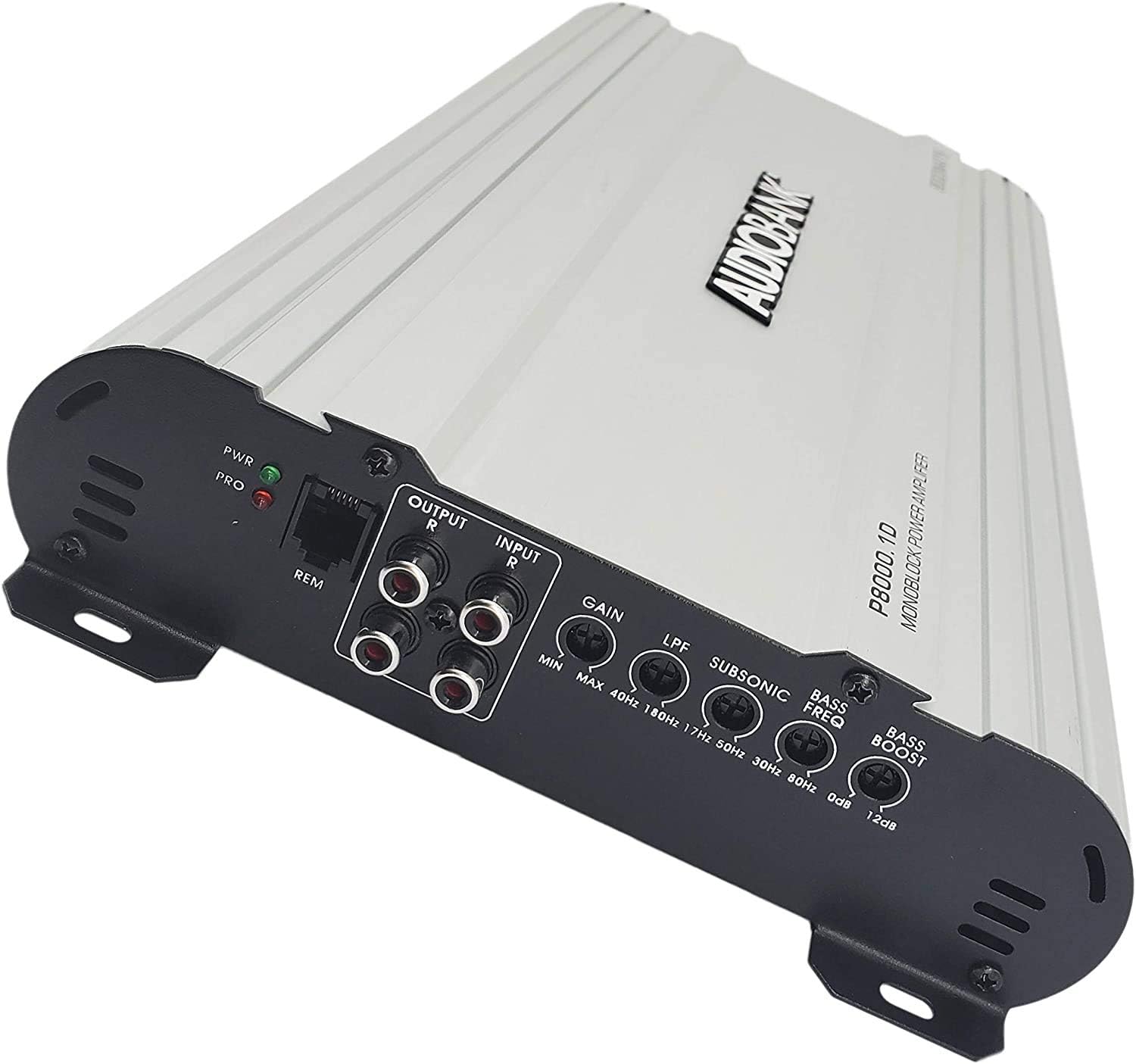 Audiobank Monoblock 8000 WATTS Amp Class D 1ohm Car Audio Stereo Amplifier Remote Turn On/Off Circuit/Heavy-Duty Aluminium Alloy Heatsink Power and