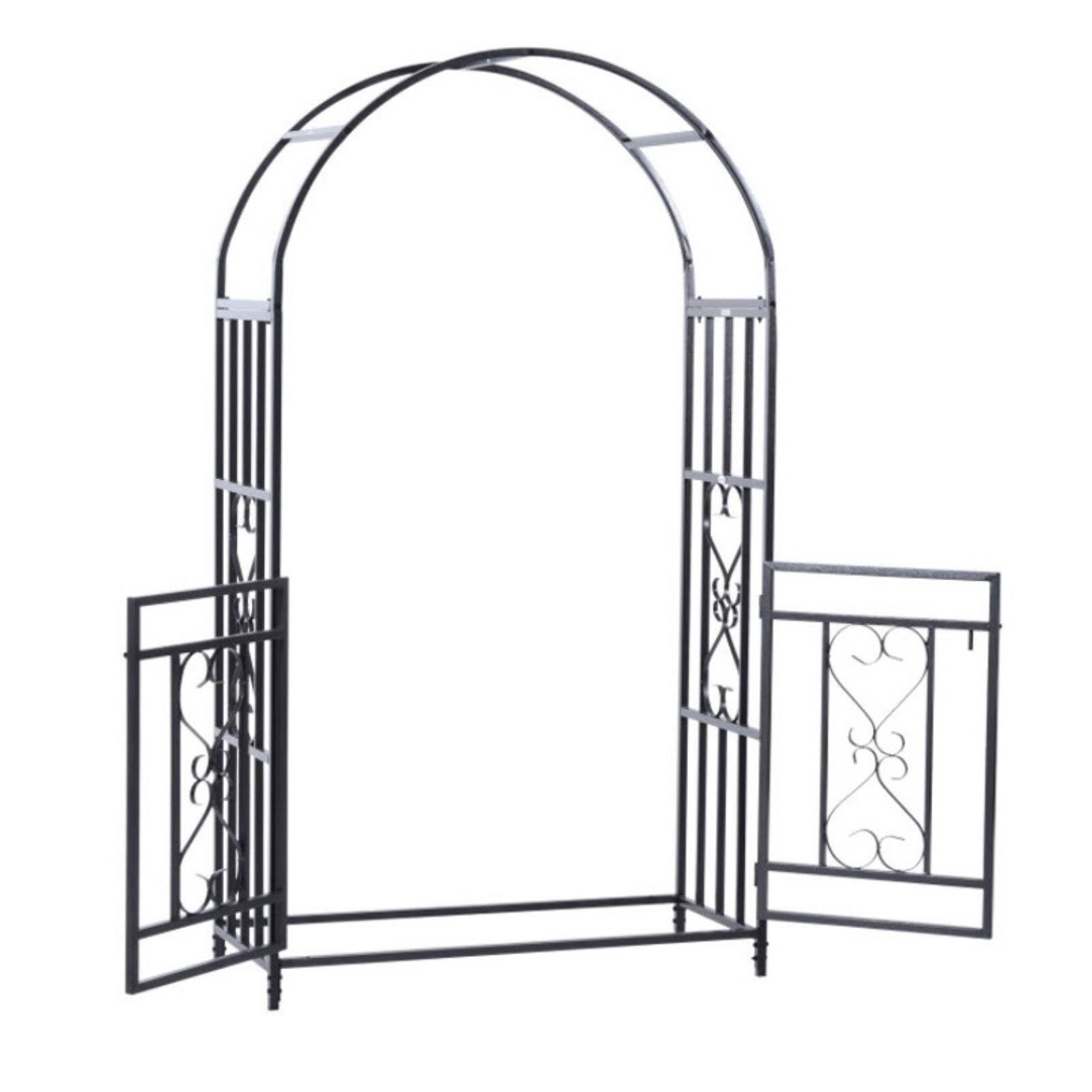 Outsunny Decorative Metal Gated Garden Arch, Black