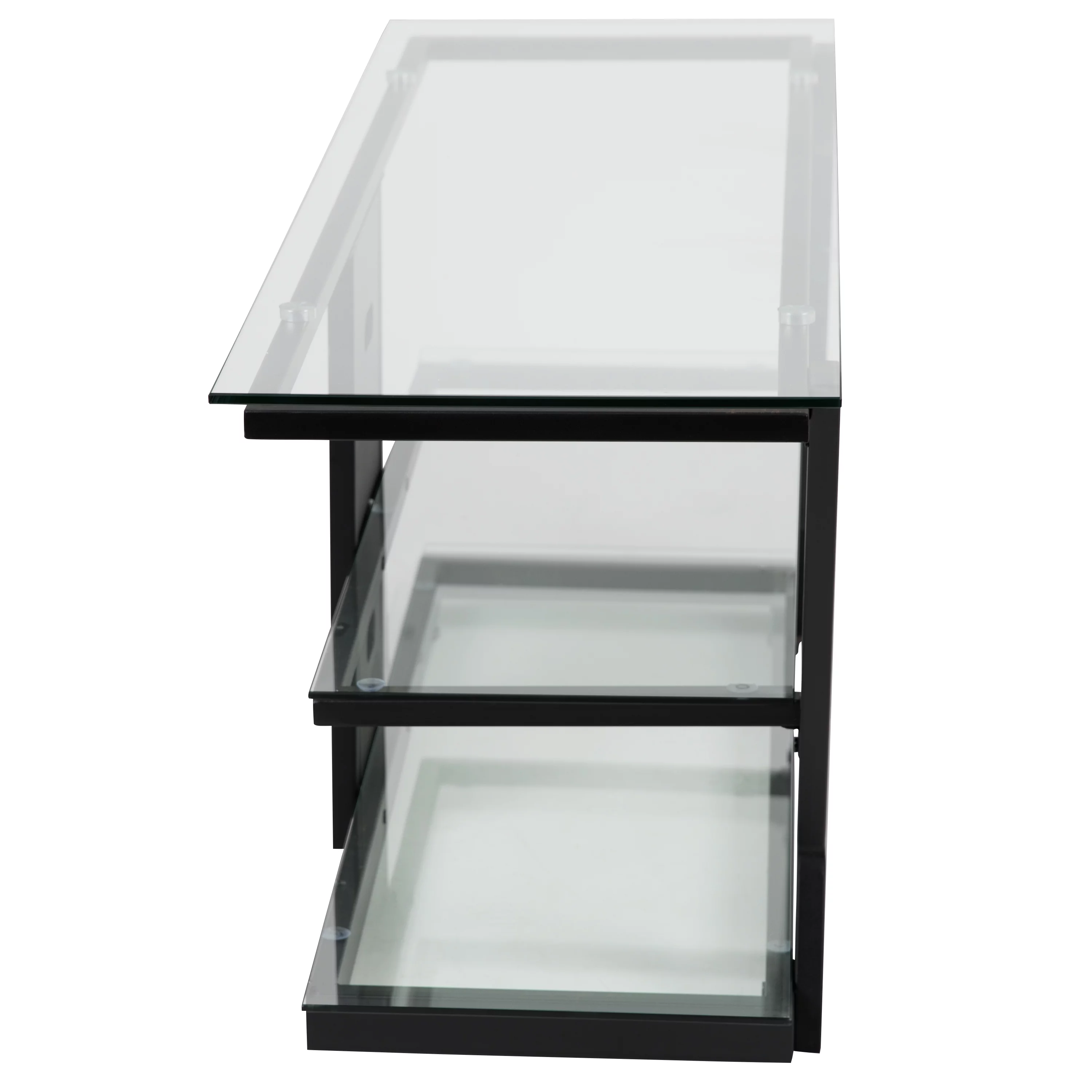 Flash Furniture Harbor Hills Glass TV Stand with Black Metal Frame, for TVs up to 50"