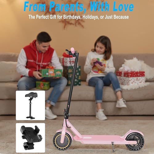 Electric Scooter for Adults with Seat, Folding Commuter E Scooter with 350W Motor, 19MPH Speed, 21 Miles Long Range, Dual Brakes, App Control